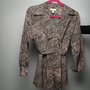 Top Shop Pink Zebra Plunge Blouse